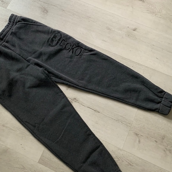 Echo Sweat pants size M gray drawstring pockets logo embroidered - Picture 2 of 14